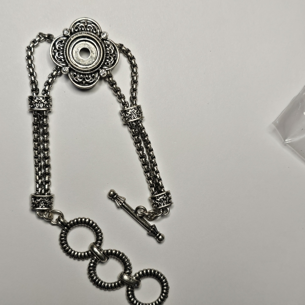 Charm Petite Lottie Dottie Toggle Charm Bracelet Crystal Antiqued Silver Crystal - Picture 5 of 6